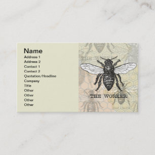 Vintage Worker Bee Illustration Art Visitkort