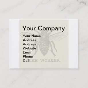 Vintage Worker Bee Illustration Art Visitkort