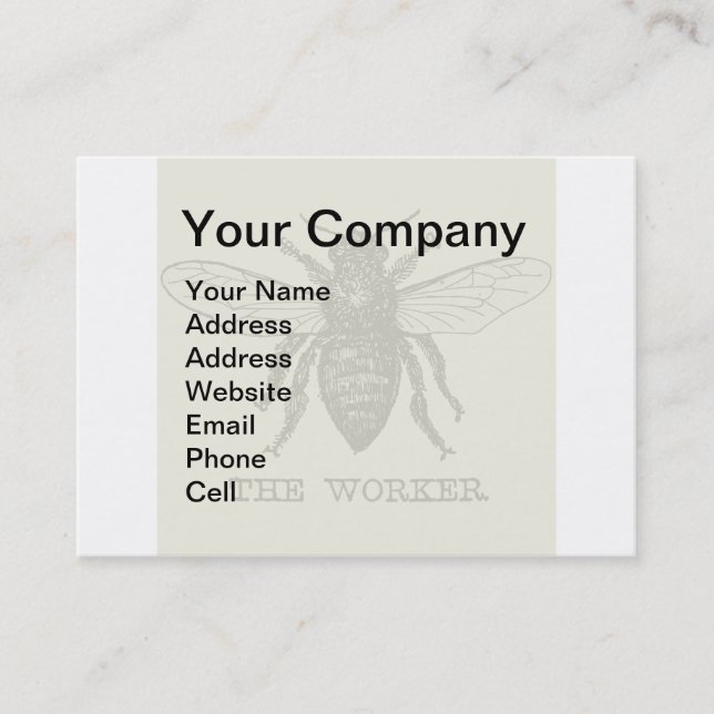 Vintage Worker Bee Illustration Art Visitkort (Framsida)