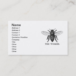 Vintage Worker Bee Illustration Art Visitkort