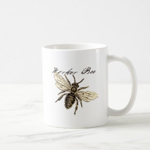 Vintage Worker Bee Insekt Illustration Antique Kaffemugg