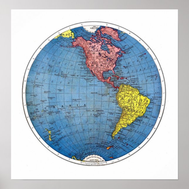 Vintage World Globe America Poster (Framsidan)
