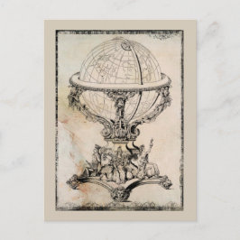 Vintage World Globe Karta Print Vykort