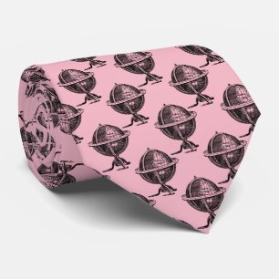 Vintage World Globe Lithograph Teckning BW Slips