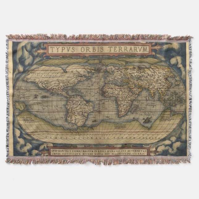 Vintage World Map Afghan Filt (Framsidan)