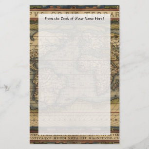 Vintage World Map Atlas Historik Design Brevpapper
