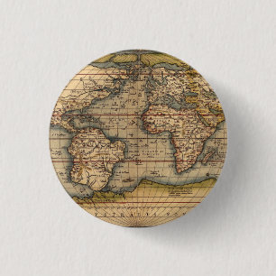 Vintage World Map av Abraham Ortelius 1564 Knapp