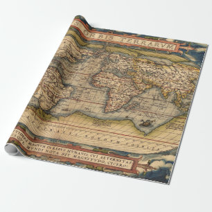 Vintage World Map av Abraham Ortelius 1564 Presentpapper