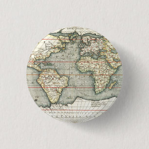 Vintage World Map av Abraham Ortelius 1587-1595 Knapp