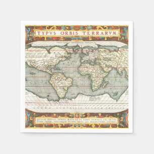 Vintage World Map by Abraham Ortelius 1587-1595 Pappersservett