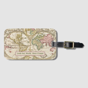 "VINTAGE WORLD MAP/"LOOK UR VÄRLDEN HÄR I KOM" BAGAGEBRICKA