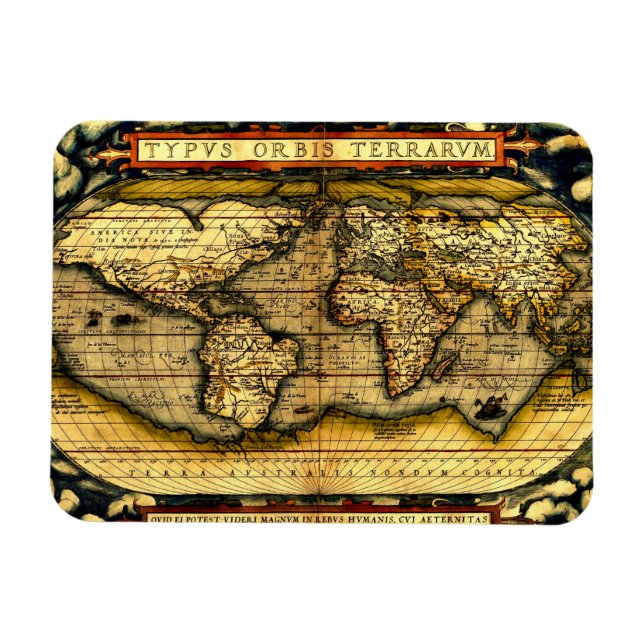 Vintage World Map Magnet (Horisontell)