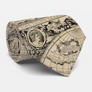 Vintage World Map Tan Black Slips