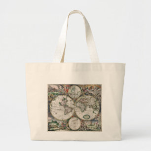 Vintage World Map Tote Bag Jumbo Tygkasse