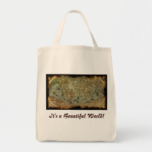 Vintage World Map Tote Bag Tygkasse