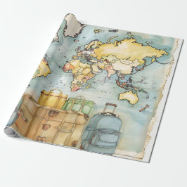 Vintage World Map Travel Presentpapper