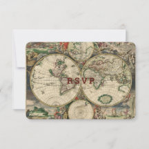 Vintage World Map Travel Theme Bröllop