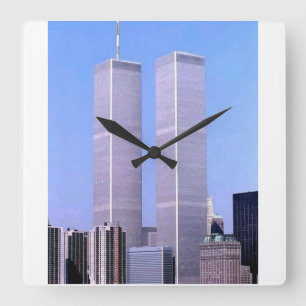 Vintage World Trade Center Tvillingtorn NYC-affisc Fyrkantig Klocka