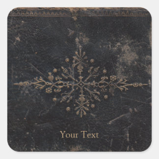 Vintage Worn Fleur-de-lis Bok Cover Fyrkantigt Klistermärke