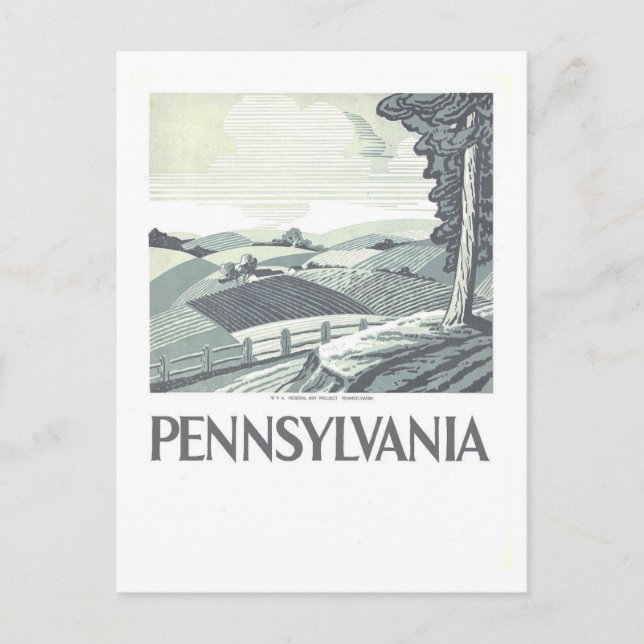 Vintage WPA-affisch Pennsylvania Resa vykort (Framsida)