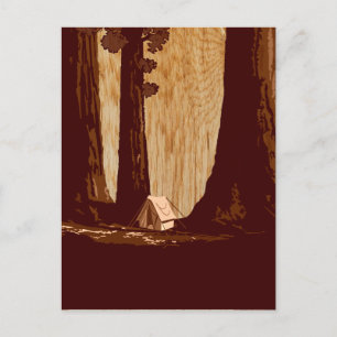 Vintage WPA Camping in Sequoia nationalpark Vykort