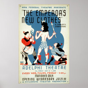 Vintage WPA kejsare nya kläder Adelphi Poster