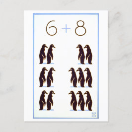 Vintage WPA Math Poster: 6 + 8 Penguins Vykort