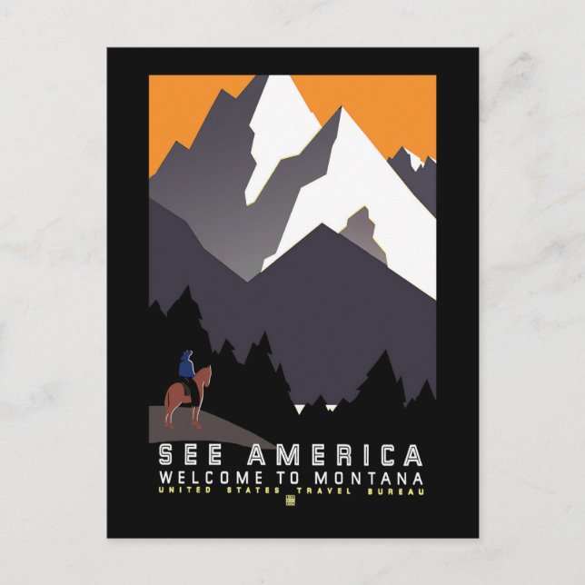 "Vintage WPA Montana Poster" Vykort (Framsida)