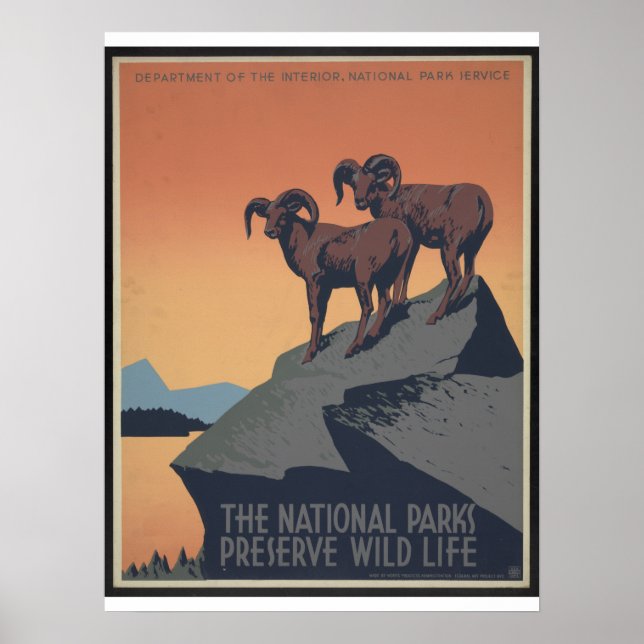 Vintage WPA National Parker Poster Circa 1940 (Framsidan)