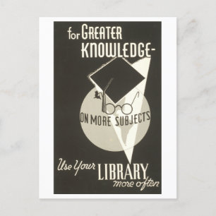 Vintage-WPA Poster "Använda i Bibliotek oftare" Vykort