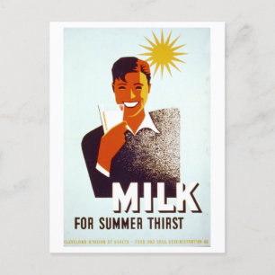 Vintage WPA Poster Mjölk för sommar tretst Vykort