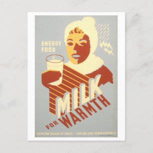 Vintage WPA Poster Mjölk för Warmth Postcard Vykort