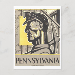 Vintage WPA Poster: Pennsylvania Coal Miner Vykort