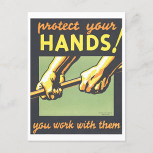 Vintage WPA Poster: "Skydda Händer" Vykort