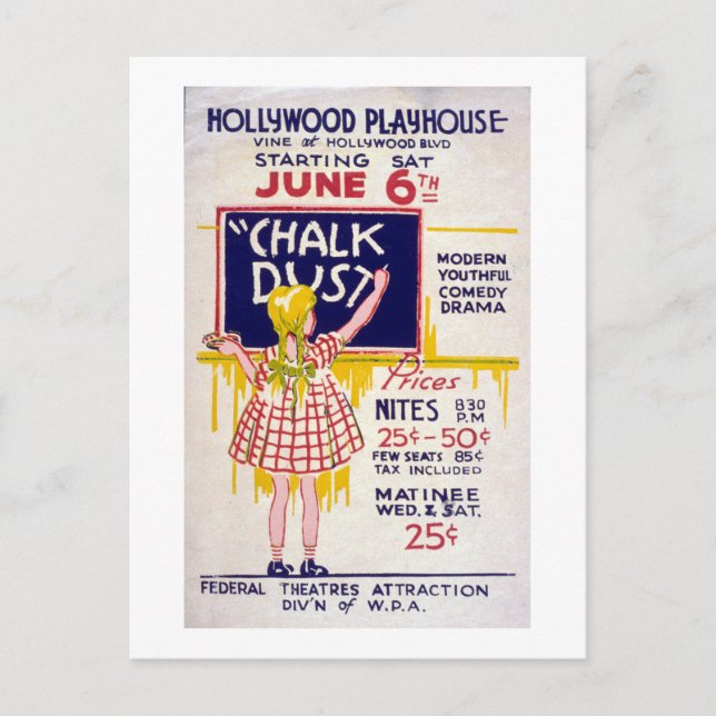 Vintage WPA-teaterprojektHollywood Vykort (Framsida)