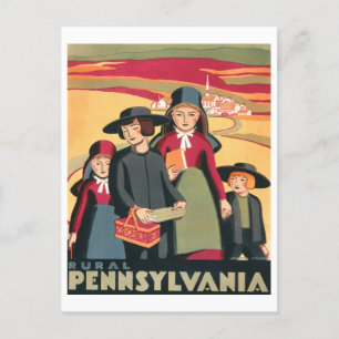 Vintage WPA Travel Poster Rural Pennsylvania Vykort