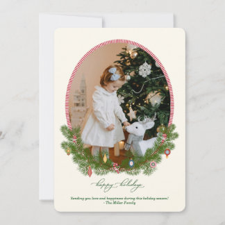 Vintage Wreath Photo Holiday Card Julkort