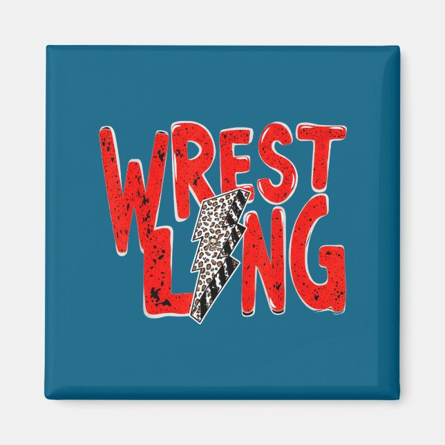Vintage wrestling mamma pappa leopard blixt  magnet (Framsidan)