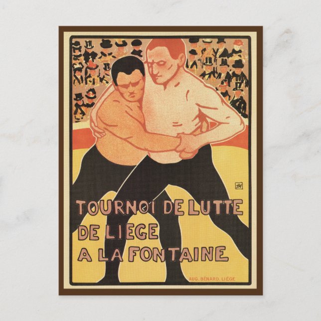 Vintage Wrestling tournament Liège-reklam Vykort (Framsida)