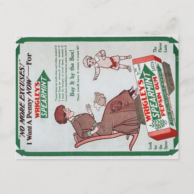 Vintage Wrigley's Gum Ad Postcard Vykort (Framsida)