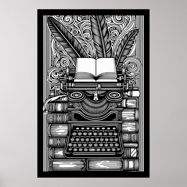 Vintage Writer's Theme 3 Färg Me Poster (Framsidan)