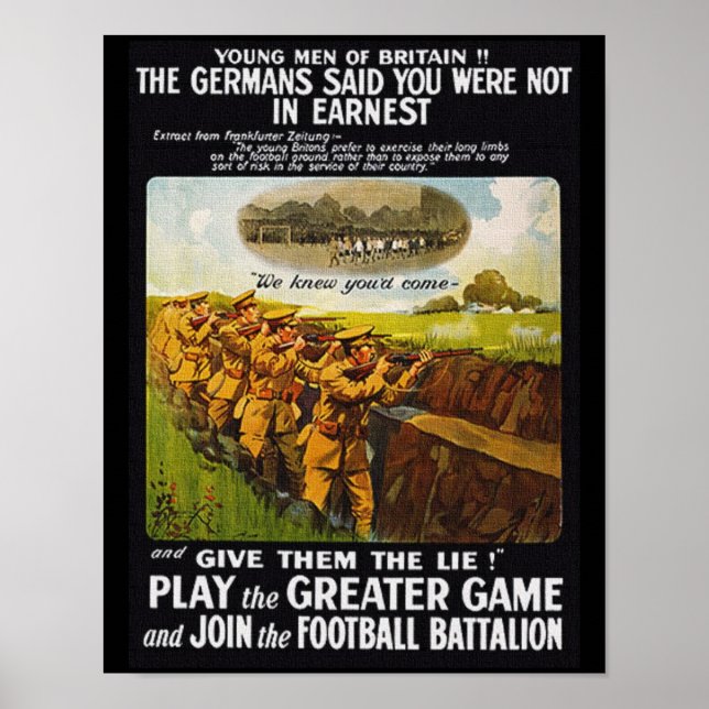 Vintage WW1 British Football Battalion Poster (Framsidan)