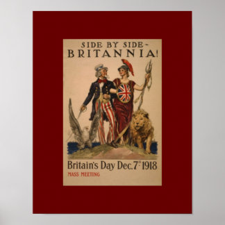 Vintage WW1 sida vid sida i Brittania Poster