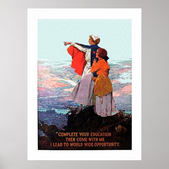 Vintage WW1 Student Nurse Rekrytering Poster (Framsidan)