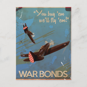 Vintage WW2 Classic Travel-affisch Vykort