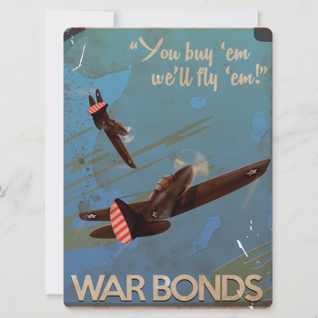 Vintage WW2 klassisk reseposter Inbjudningar (Framsida)