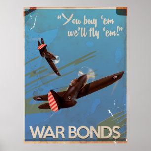 Vintage WW2 krigsobligationer Resaffisch Poster
