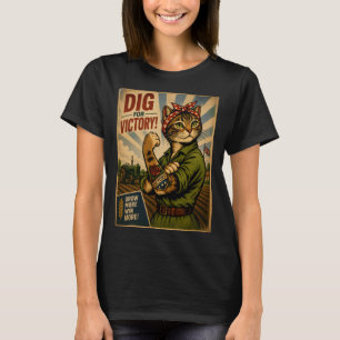 Vintage WW2 Land Girl Pop Art Katt Retro T Shirt