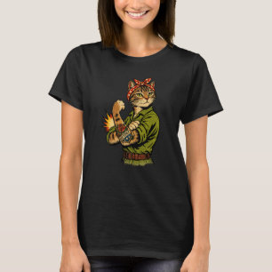 Vintage WW2 Land Girl Pop Art Katt Retro T Shirt