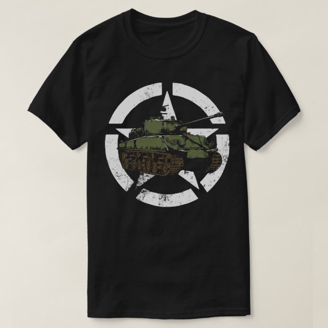 Vintage WW2 Sherman Tank T Shirt (Design framsida)